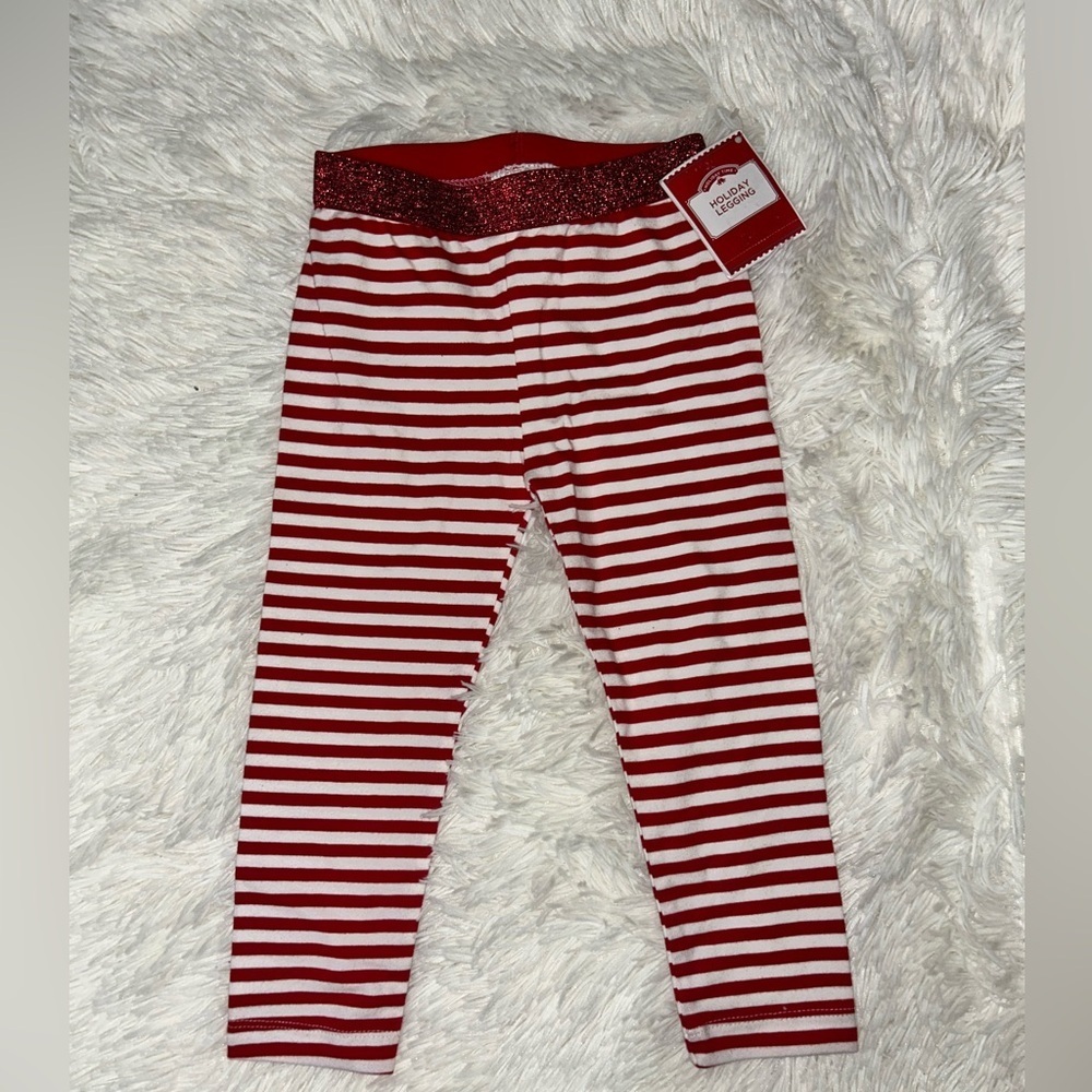 Holiday time Christmas stripped leggings size 2t nwt